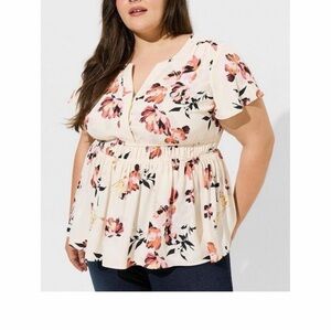 Torrid Georgette Floral Peplum Top Somerset 1X Spring Easter Romantic Feminine